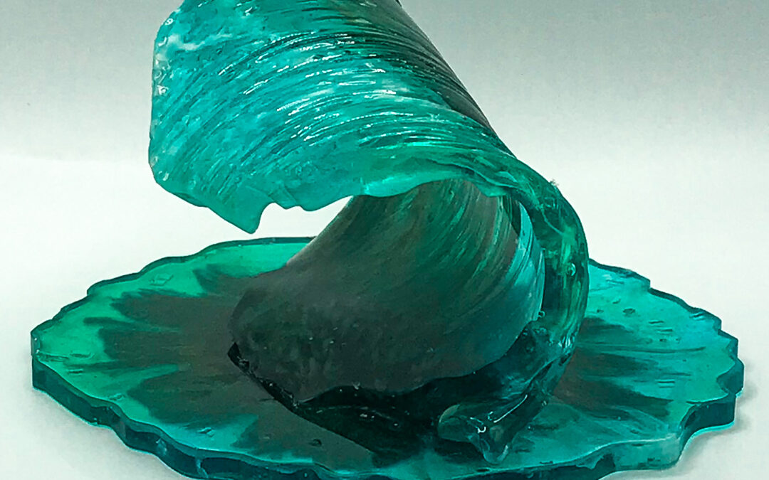 Resin Wave 001, 3.25" x 4", Green